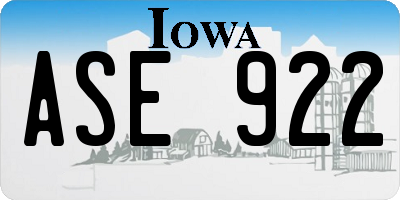 IA license plate ASE922