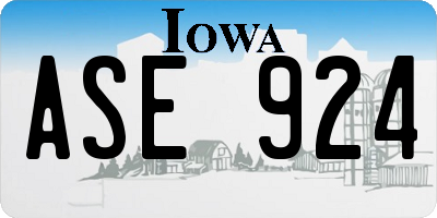 IA license plate ASE924