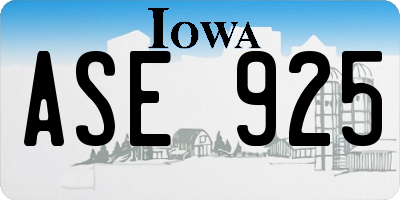 IA license plate ASE925