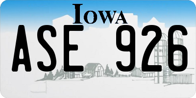IA license plate ASE926