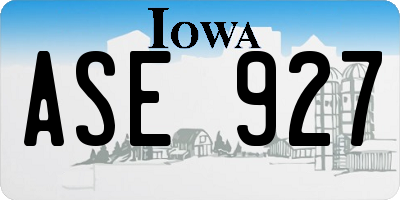 IA license plate ASE927