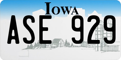IA license plate ASE929