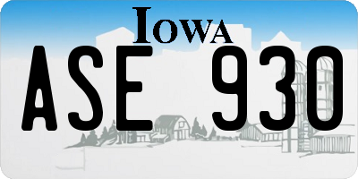 IA license plate ASE930