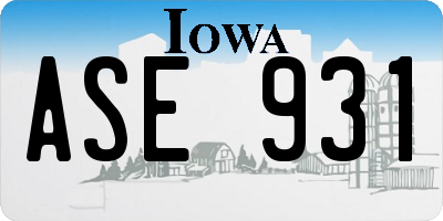 IA license plate ASE931