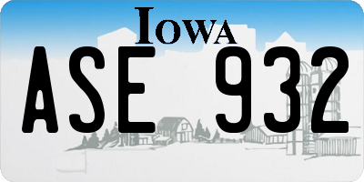 IA license plate ASE932