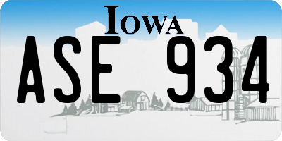 IA license plate ASE934