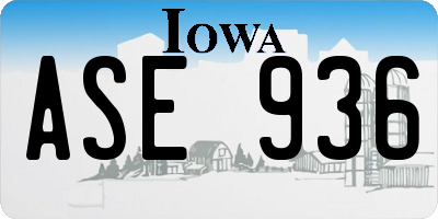 IA license plate ASE936