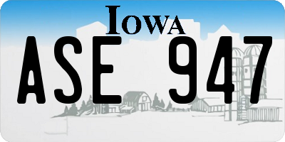 IA license plate ASE947