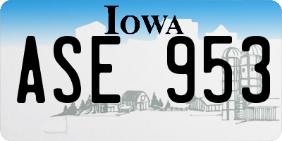 IA license plate ASE953