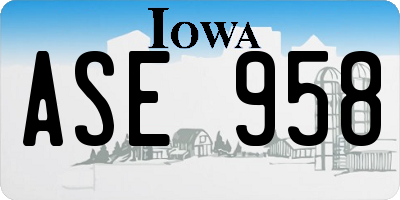 IA license plate ASE958