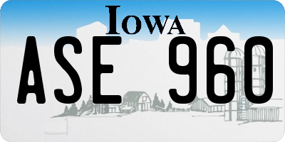 IA license plate ASE960