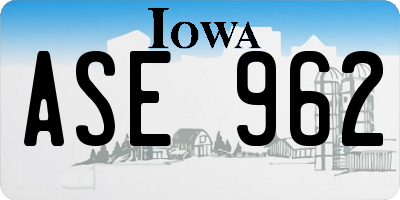 IA license plate ASE962