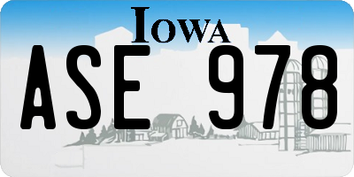 IA license plate ASE978