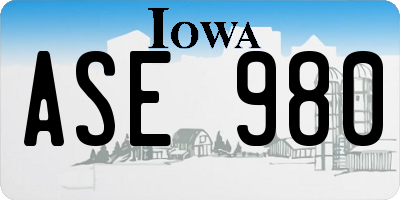 IA license plate ASE980