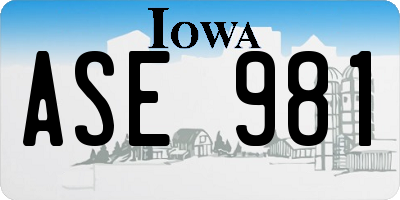 IA license plate ASE981