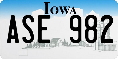 IA license plate ASE982