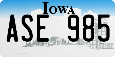 IA license plate ASE985