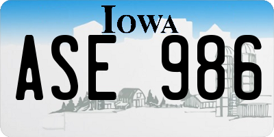 IA license plate ASE986