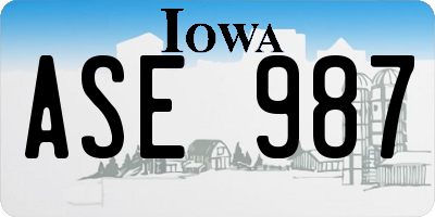 IA license plate ASE987