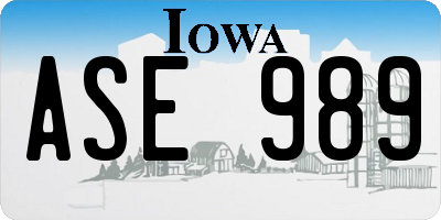 IA license plate ASE989