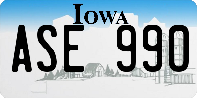 IA license plate ASE990