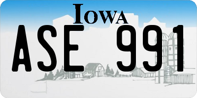 IA license plate ASE991