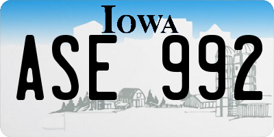 IA license plate ASE992