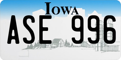 IA license plate ASE996