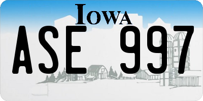 IA license plate ASE997