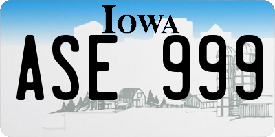 IA license plate ASE999