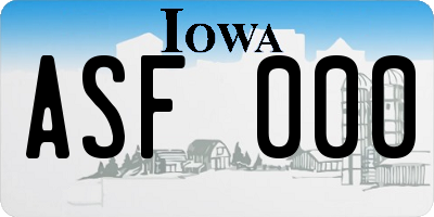 IA license plate ASF000
