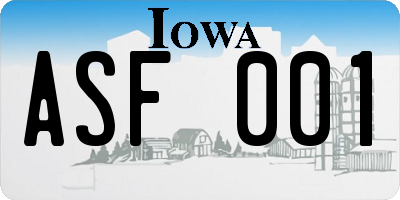 IA license plate ASF001