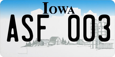 IA license plate ASF003