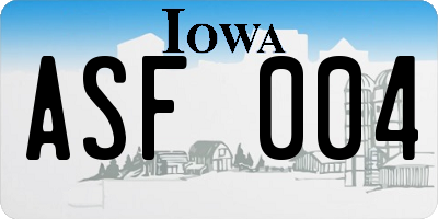 IA license plate ASF004