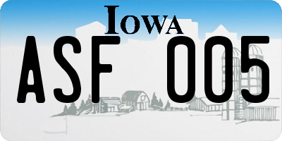 IA license plate ASF005