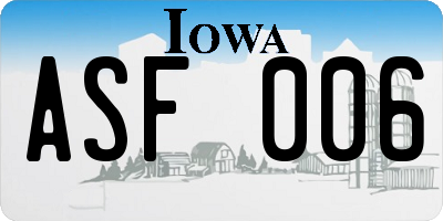 IA license plate ASF006