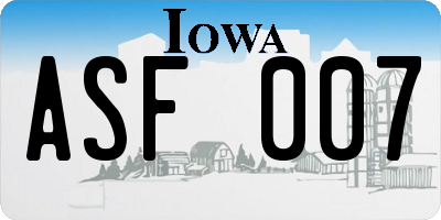 IA license plate ASF007