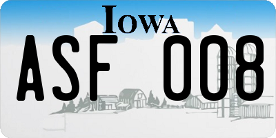 IA license plate ASF008