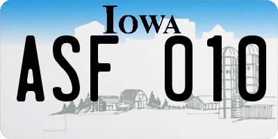 IA license plate ASF010