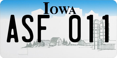 IA license plate ASF011