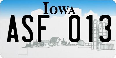 IA license plate ASF013