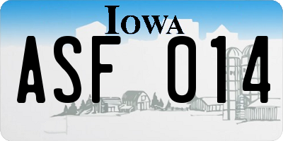 IA license plate ASF014