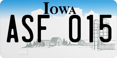 IA license plate ASF015