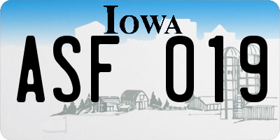 IA license plate ASF019