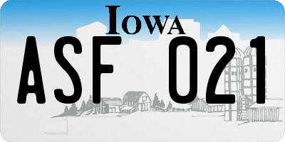 IA license plate ASF021