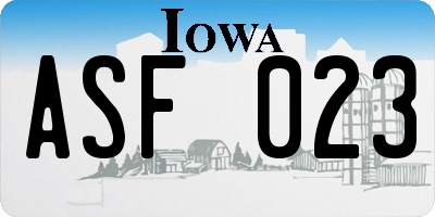 IA license plate ASF023