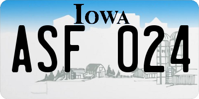 IA license plate ASF024