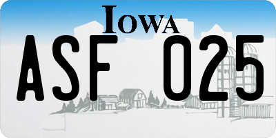 IA license plate ASF025