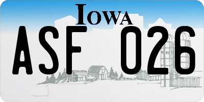 IA license plate ASF026