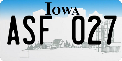 IA license plate ASF027